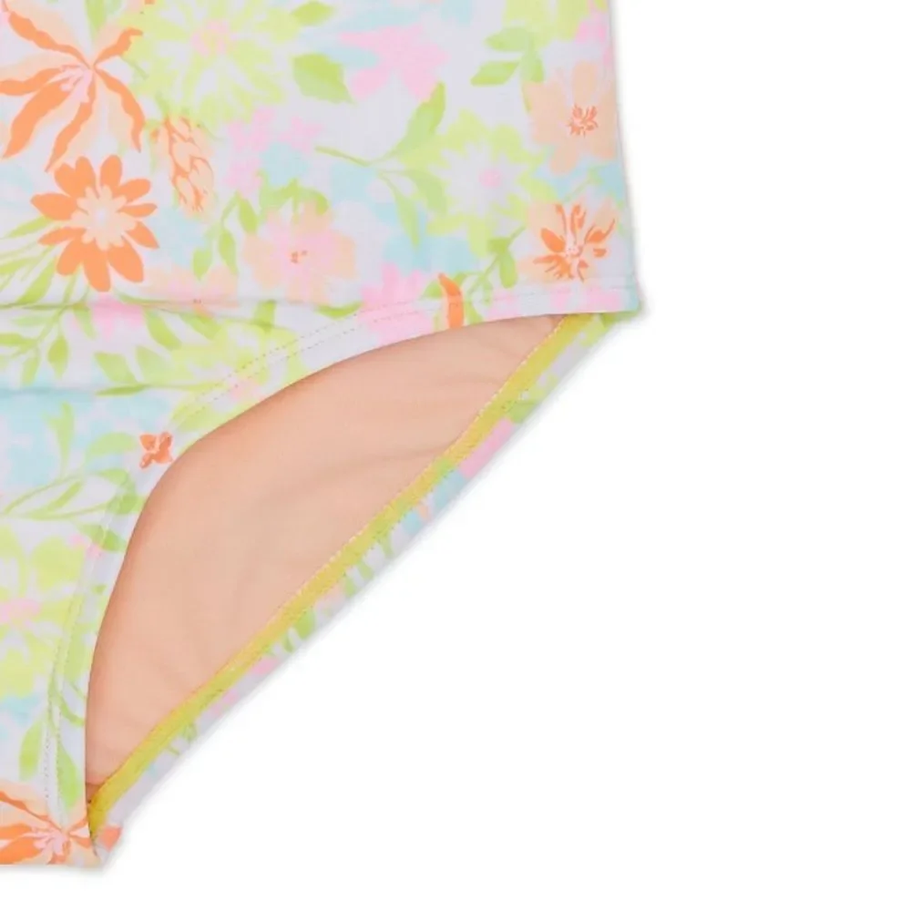 Girls Yellow Floral & Hibiscus Bathing Suit Swimsuit 1-Piece 2-Pack Size XS 4/5